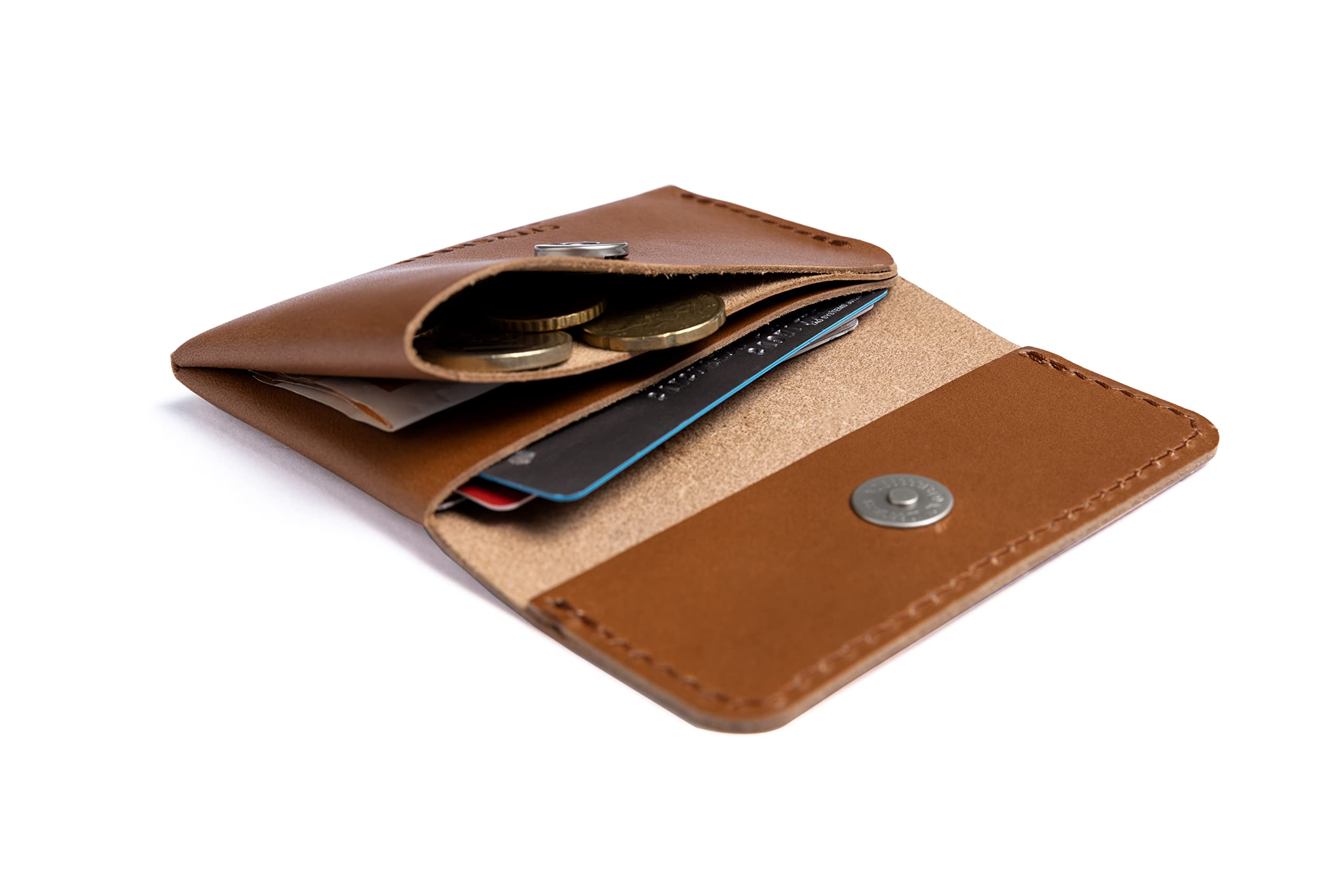 Minimalist Wallet/ Card Wallet – Real Full Grain Leather Wallet for Men and Women – Small and Slim Wallet Card Holder – Wallet with Coin Pocket – Fits up to 12 Cards - Slim Front Pocket Wallet