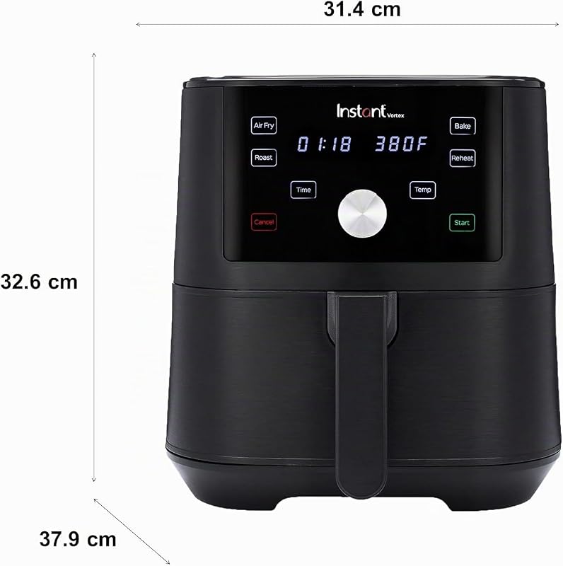 Brands Vortex 4-in-1-Heißluftfritteuse 1700W 5,7L Minibackofen - Gesundes Heißluft-Frittieren, Backen, Braten und Speisenwärmer, Schwarz