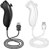 NC Nunchuck Controller Joystick Gamepad Replacement for wii Nunchuck Controller, Compatible with Wii & Wii U Video Game Gamepads. (Black+White)