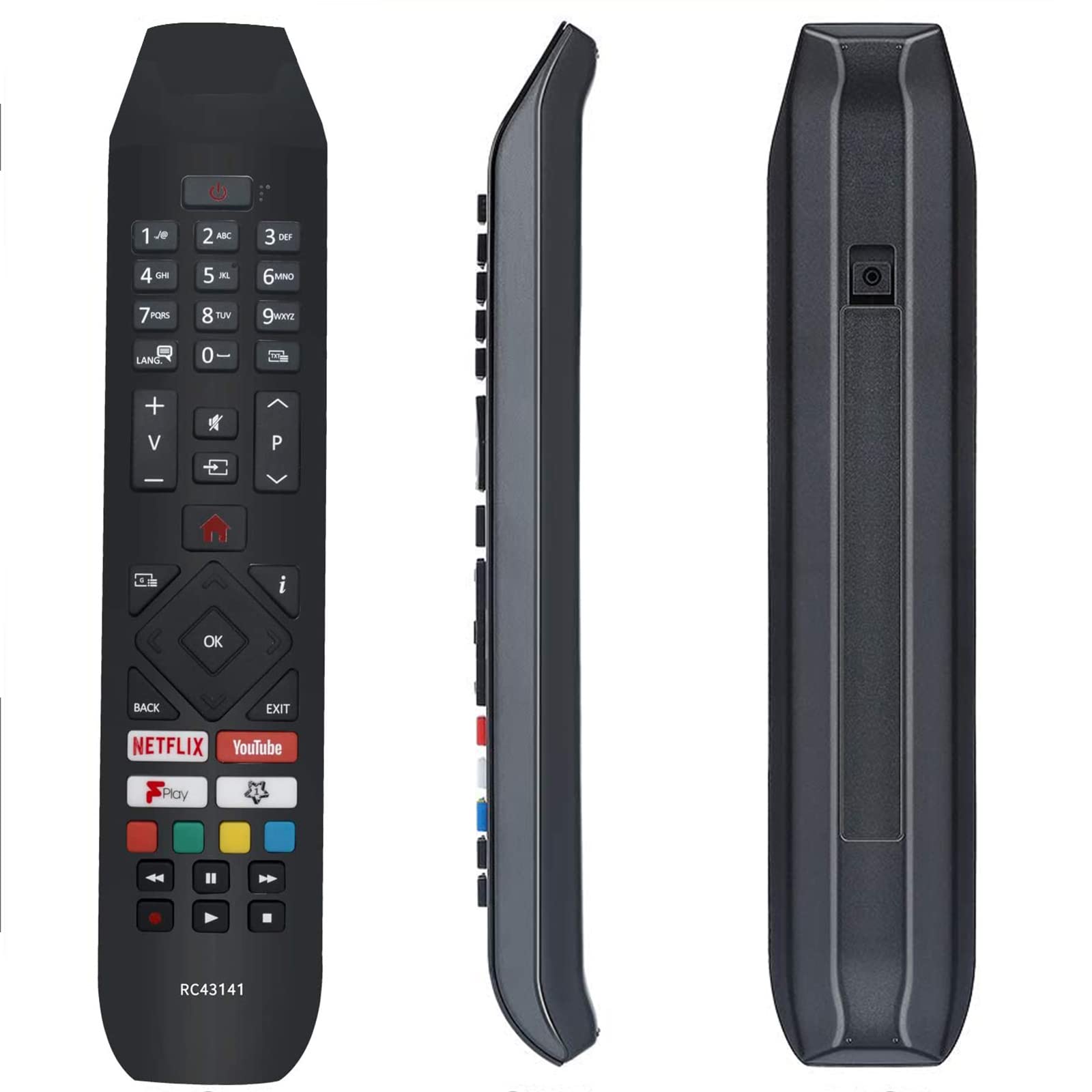 AULCMEET RC43141 30100945 Replacement Remote Control fit for Hitachi TV 24HB21J65U 43HB26T72U 50HB26T72UA 32HB26J61U 32HB26T61UA 24HB21T65U 32HB26T61U 43HK25T74U 50HK25T74U 32HB26J61UA 50HB26T72U