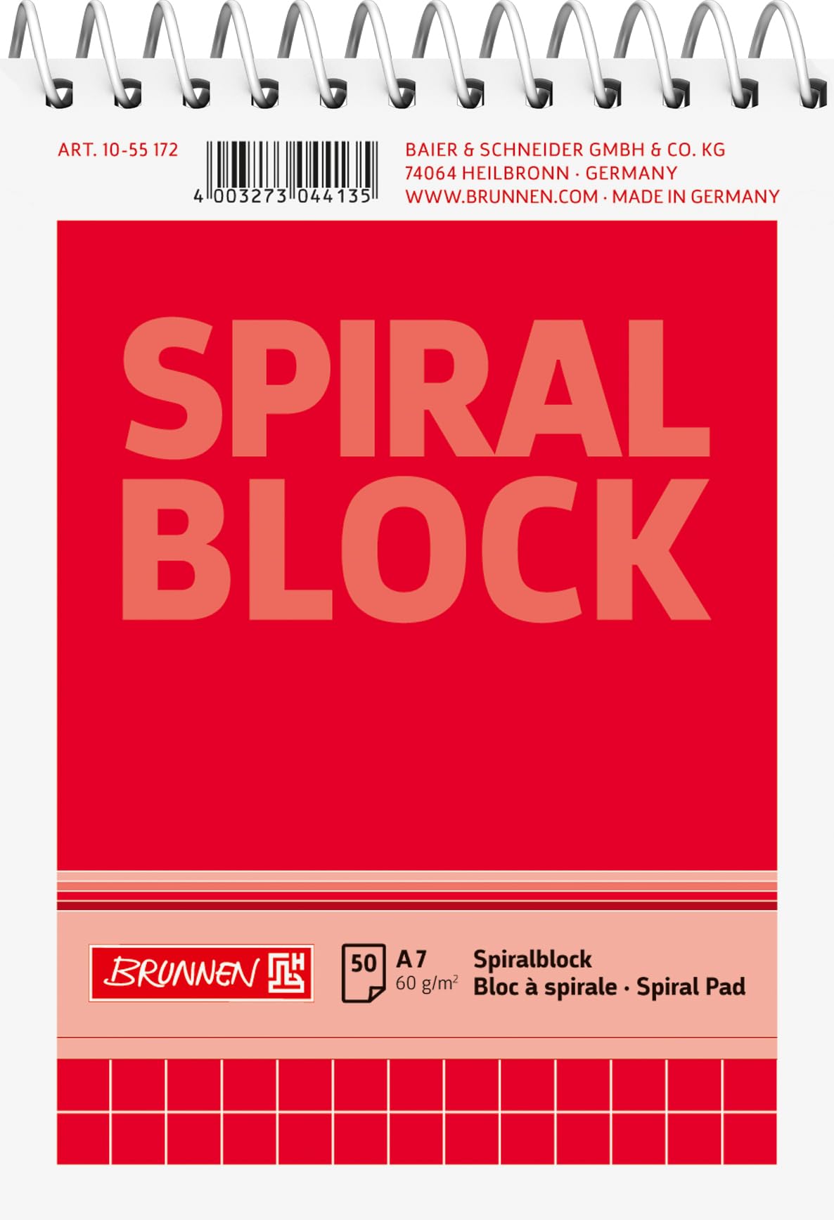 Brunnen 1055172 Spiral Notepad (A7, Squared, 50 Sheets, 60 g/m²)