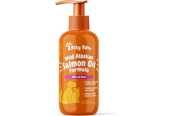 Wild Alaskan Salmon Oil for Dogs & Cats - Omega 3 Skin & Coat Support - Liquid Food Supplement for Pets - Natural EPA + DHA Fatty Acids for Joint Function, Immune & Heart Health 8.5oz