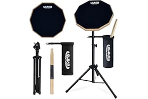 GLEAM Drum Practice Pad with Iron Drum Stand Set, 12-Inch Silent Practice Pad Kit with Drum Sticks, Drumstick Holder, Suitabl
