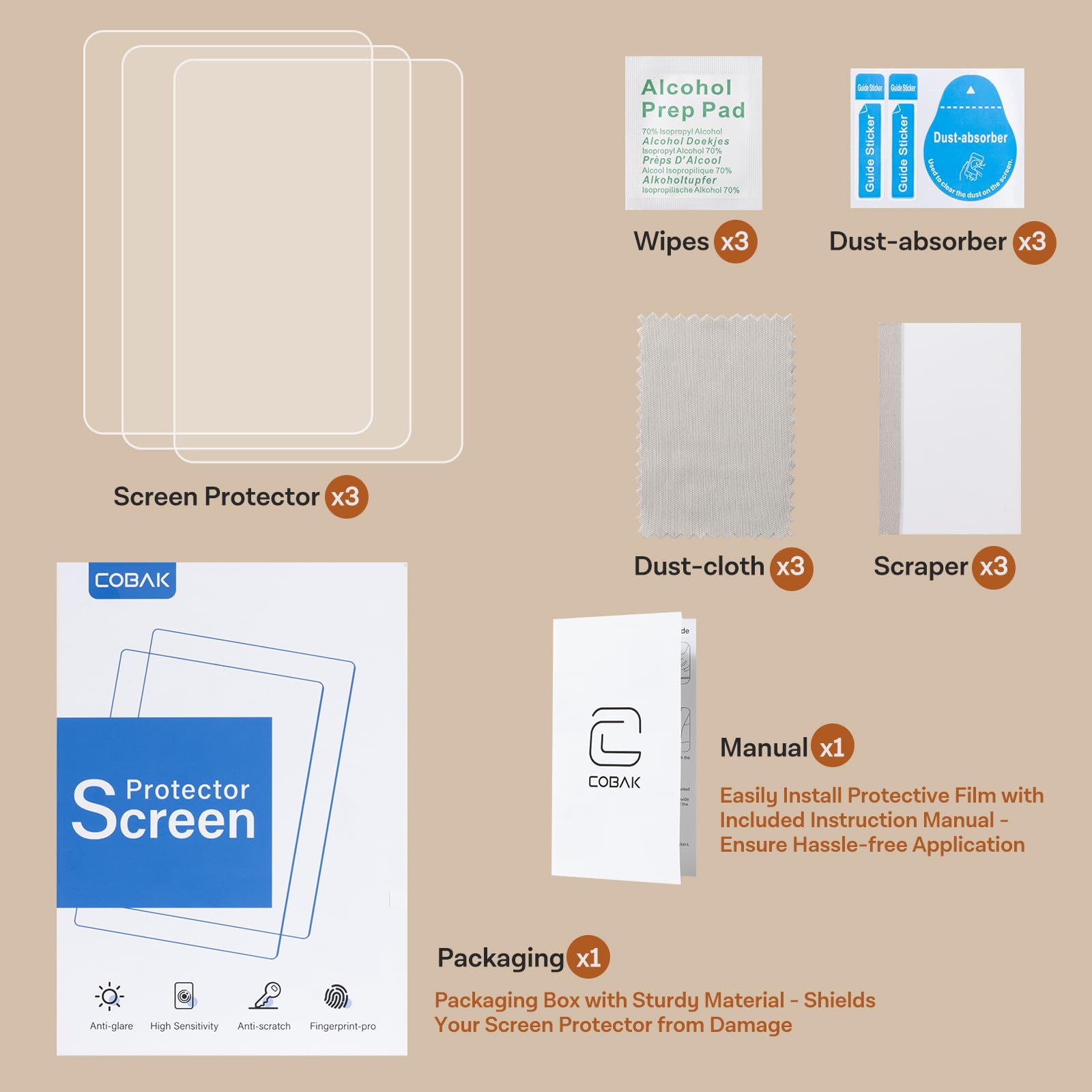 CoBak 3 Pack Anti-Glare Matte Screen Protector for 7