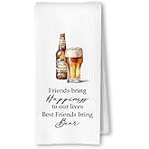 ArtisaEura Friend and Beer Kitchen Towels, Gifts for Beer Lovers Dish Tea Bar Towels for Kitchen Bar Cart Decor, Alcohol Gifts for Men Women Decorative Hand Towels, 16x24 Inches