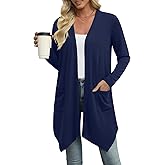 Leafsay Women's Lightweight Cardigan Sweaters Long Sleeve Casual Open Front Draped Cardigans with Pockets