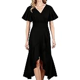DANAZANA Women's Elegant Long Formal Evening Dress 2026 - V Neck Wrap Ruffle Slit Gown for Cocktail Party & Black Tie Events