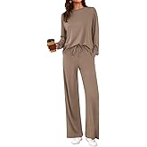 PRETTYGARDEN Womens 2 Pieces Lounge Sets Crewneck Long Sleeve Wide Leg Drawstring Pants Tracksuits Loose Fit Outfits Set