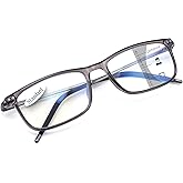 Superb Lightweight Progressive Multifocus Reading Glasses Men Aluminum Arm TR90 Frame Blue Light Blocking Multifocal Computer Readers Spring Hinge No Line (Distance Range 20ft) +2.0