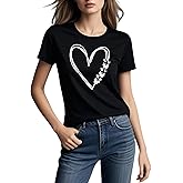 MIMOORN Women Cute Heart Graphic Shirt Summer Butterfly T-Shirt Short Sleeve Top Tees