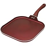 Ecolution Non-Stick Griddle Pan Dishwasher Safe, Silicone Handle, Specialty Cookware for Family, Griddle-11 Inch, Crimson Sun