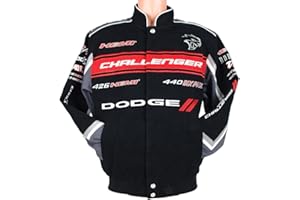 JH DESIGN GROUP Dodge Challenger Collage Mens Black Twill Jacket by JH Design