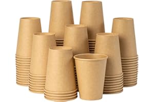 RACETOP [100 Pack] 12 oz Coffee Cups, Disposable Coffee Cups, Kraft Paper Cups, Hot Cups Unbleached for Home, Stores, Cafes, Office