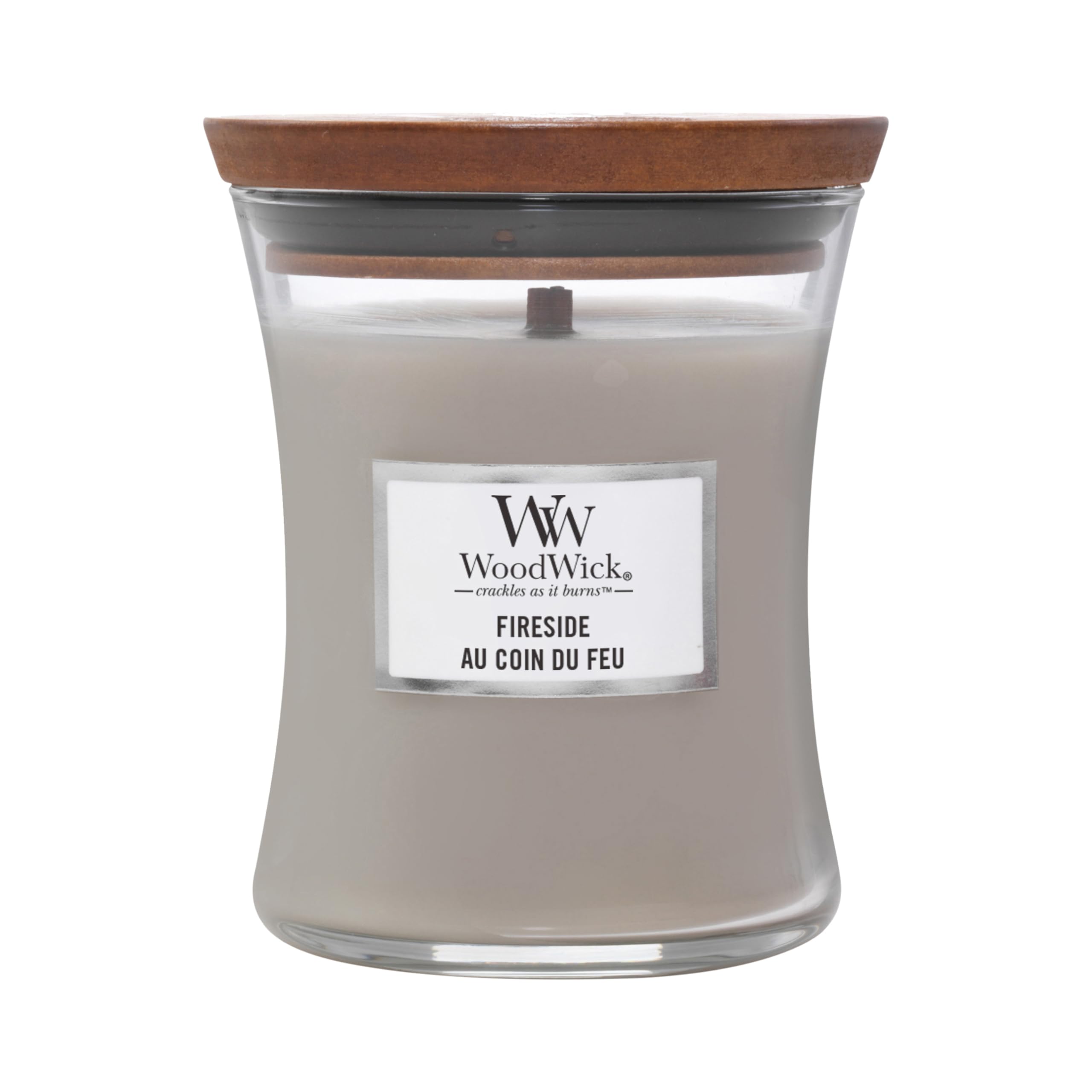 WoodWick Medium Hourglass Scented Candle | Fireside | with Crackling Wick | Burn Time: Up to 60 Hours | Gifts for Women