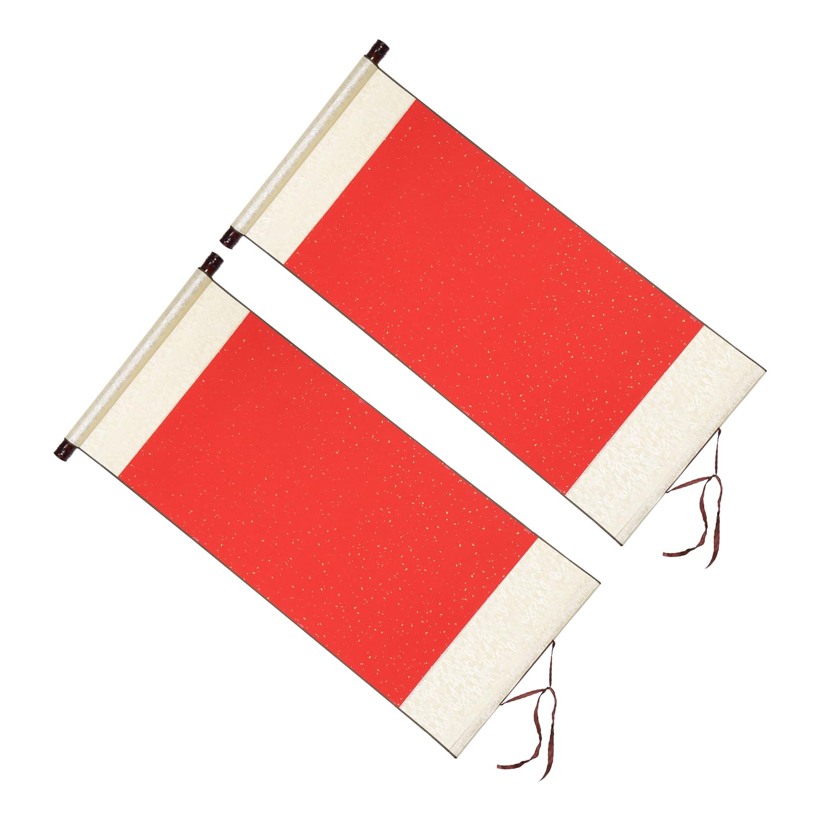PATIKIL 35x16 Inch Xuan Paper Scroll, 2 Pack Silk Half Raw Ripe Blank Hanging Xuan Paper Chinese Calligraphy Practice Roll for Art Painting Home Decor, Red