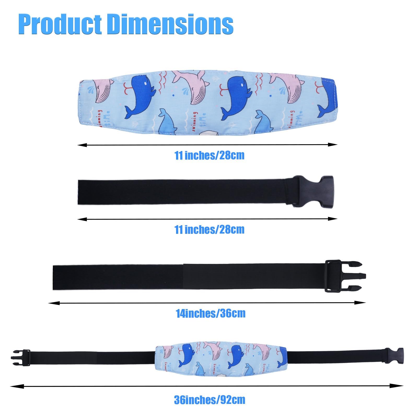 Naturahand 3 Pcs Baby Head Support Band for Stroller Car Seat Neck Relief Strap Headrest for Sleeping Traveling Head Holder for Toddler Kids Children Child Baby Infant