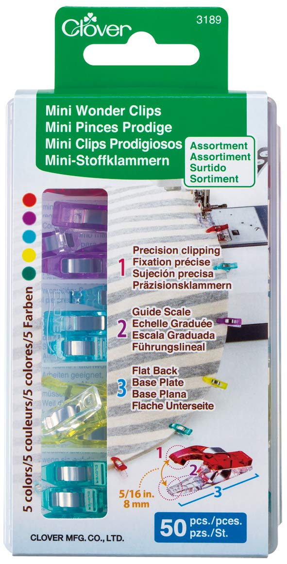 Clover Mini Wonder Clips(Assortment 50pcs), Multicolour, 15.5 x 3.5 x 7.5 cm