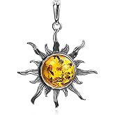 Ian and Valeri Co. Amber Sterling Silver Sun large Pendant