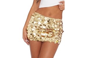 Justalwart Women's Sequin Skirt Sparkle Stretchy Bodycon Mini Party Glitter Skirts