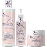 Rosacea Treatment Skincare for Women & Men - Face Wash, Rosacea Cream & Face Serum, Moisturizer Redness Reducing Skin Care with Aloe Vera, Hyaluronic Acid & Fruit Extracts, Made in USA by e70