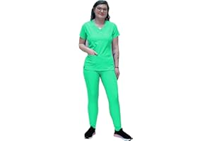ANGIE UNIFORMS YOGAFLEX Jogger Scrubs for Women Set. Regular and PETITE. Side Spandex 2 Pockets Top with Yoga Waist Joggers