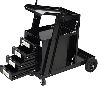 Black 4 Drawer Cabinet Welding Welder Cart Plasma Cutter Tank