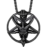 U7 Inverted Cross Necklace, Upside Down Cross Pendant, Stainless Steel Jewelry Devil Necklaces, Baphomet Goat Head Pendant for Men Women