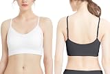 Comfyin Padded Bralette Women Sleep Yoga Sports Bra 3 Pack Black Beige White M view 2