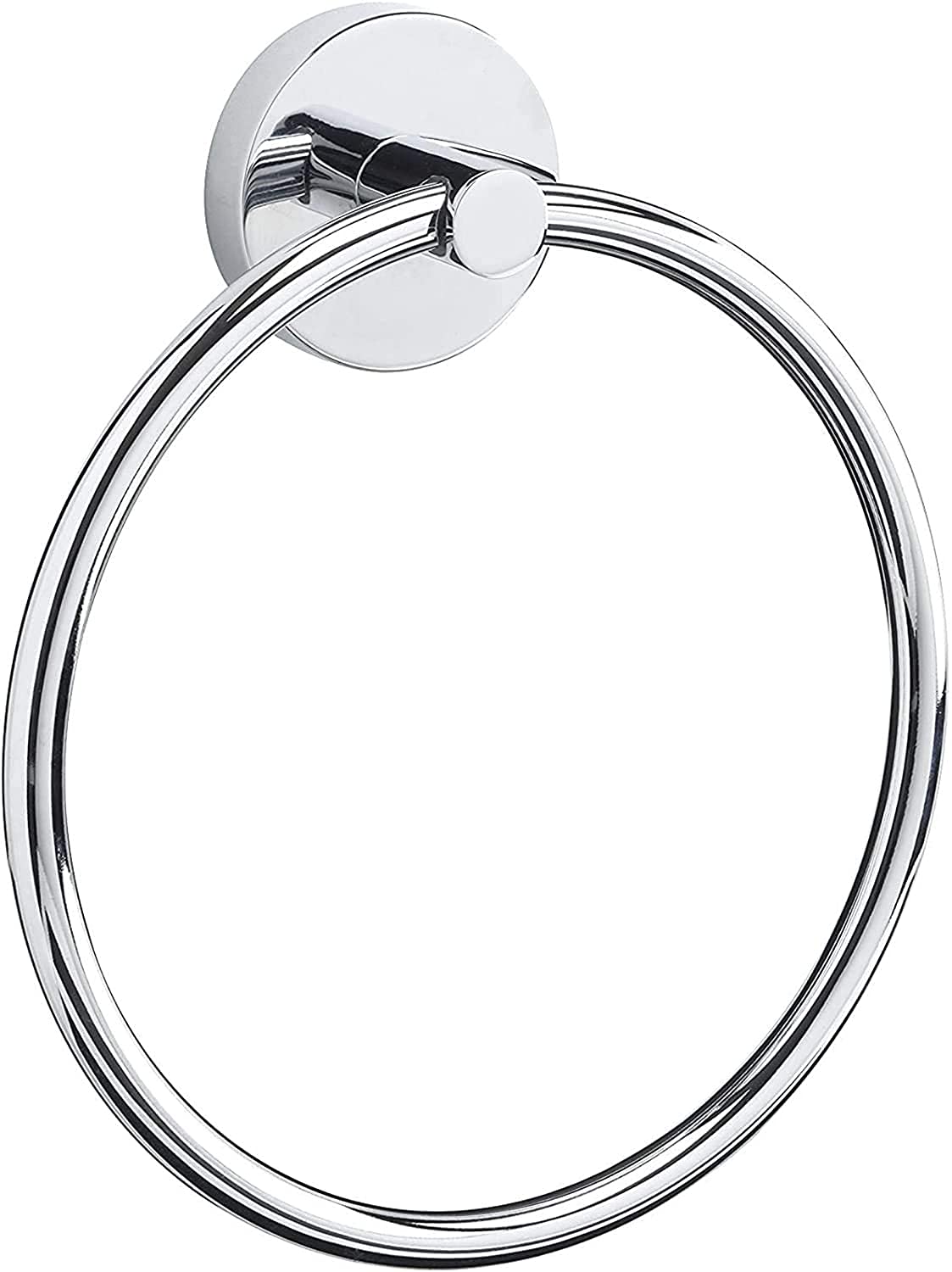 Stainless Steel Towel Ring 16cm / 6.3in, Chrome Bathroom Hand Towel Holder Wall Mounted, Round Towel Rack for Kitchen, Toilet, Cloakroom, Modern Silver Circular Towel Hanger