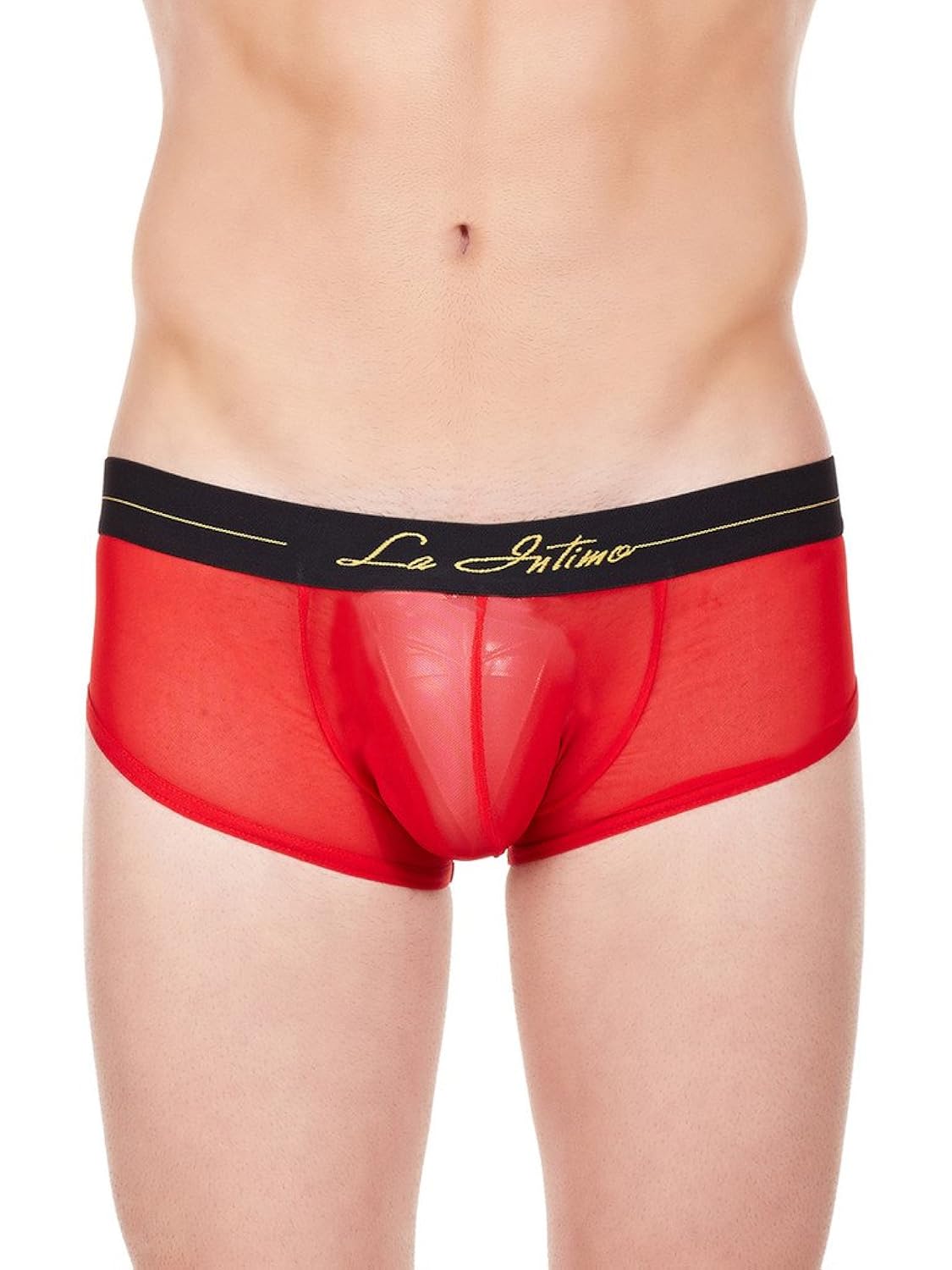la intimo men's red nylon spandex power boy shorts