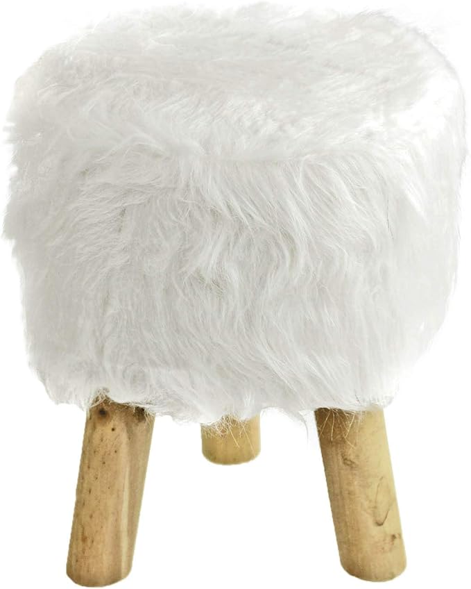 White Furry Stool Round By Lesser & Pavey Amazon.co.uk Kitchen & Home