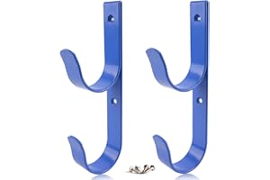 2 PCS Set Wide Pool Pole Hangers Heavy Duty Blue Aluminium Holder Hooks with Screws Perfect Hook Holders for Swimming Pool,Te