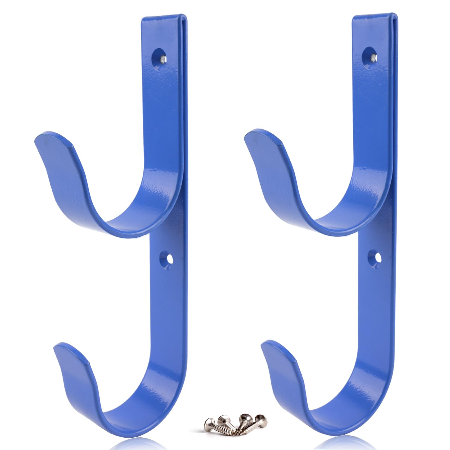 2 PCS Set Wide Pool Pole Hangers Heavy Duty Blue Aluminium Holder Hooks with Screws Perfect Hook Holders for Swimming Pool,Telescopic Poles,Skimmers,Nets Brushes,Vacuum Hose,Garden Equipment Etc