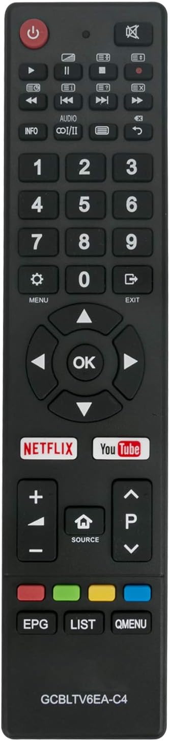 ALLIMITY GCBLTV6EA-C4 Remote Control Replace for Changhong CHIQ TV with Netflix Youtube U43Q5T U50Q5T U55Q5T U65Q5T L49G5 U40E6000 U43E6000 U49G6000 U55G6000 U58G5500 U65G5500