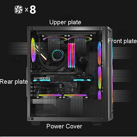 Red tide 36 * 21 * 44Cm DIY Chasis Caja De La PC RGB Juego De La Computadora, Lateral Transparente De Vidrio Templado Gabinete Jugador Computadora Microatx, ATX, ITX