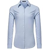 Stamain Dress Shirts for Women Long Sleeve Button Down Shirt Wrinkle Free Regular Fit Formal Work CollaGrey Blouses Tops