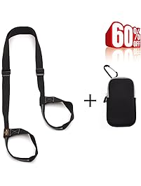 Heathyoga Yoga Mat Strap, Free Phone&Keys Pouch, 100% Organic Cotton, Adjustable Yoga Strap for All Size Yoga Mats and Excecise Mats.
