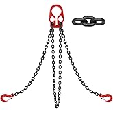 Heavy Duty Lifting Chains with Adjustable Hooks, 5/16 Inch x 10 Ft, Dual Leg Chain Maximum Load 7000lbs, Suitable for Cranes, Truck Towing