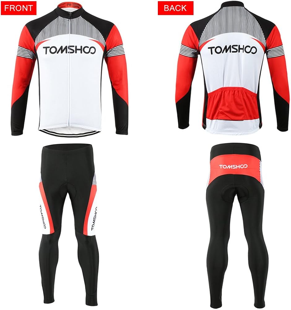 TOMSHOO Men's Cycling Jersey Suit Long Sleeve Mountain Bike Road Clothing Set, 3D Padded Hip Protection Bicycle Jersey : Clothing