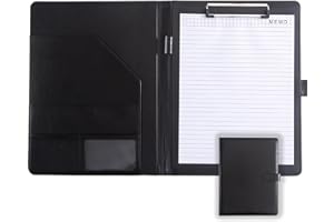 LUKDIN Faux Leather Portfolio with Clipboard – A4/Letter Size Legal Pad Holder, Resume Organizer and Writing Folder, Professional Business Conference Office Padfolio(Black)