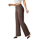 FireSwan Womens Dress Pants Stretchy Wide Leg Work Pants Business Casual Trousers Pull On Office Slacks with 4 Pockets