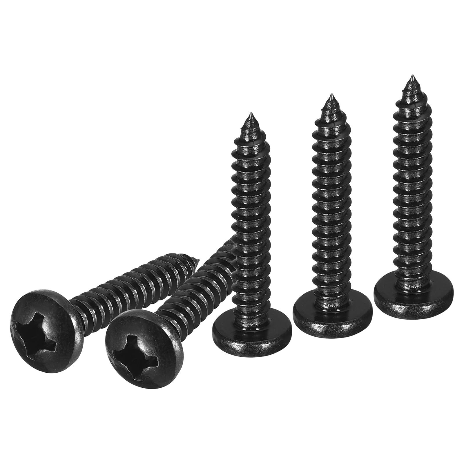 DTGN #12x1-1/4" Black Screws - 25Pack - 304 Stainless Steel Pan Head Phillips Screw