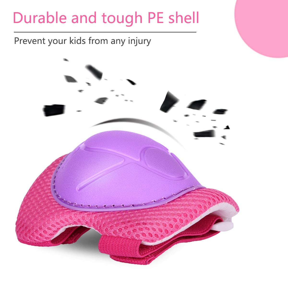 eNilecor Kid\'s Knee Pads Elbow Pads Wrist Guards for Skateboarding Cycling Inline Skating Roller Blading Protective Gear Pack of 6 (Purple/Pink)