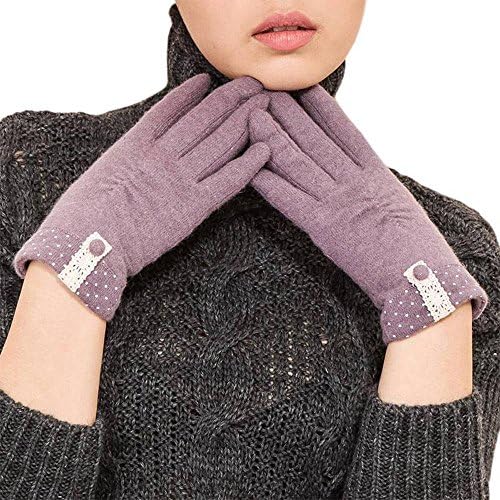 Comme La Vie Women Wool Blend Glove Autumn Winter Warm Purple