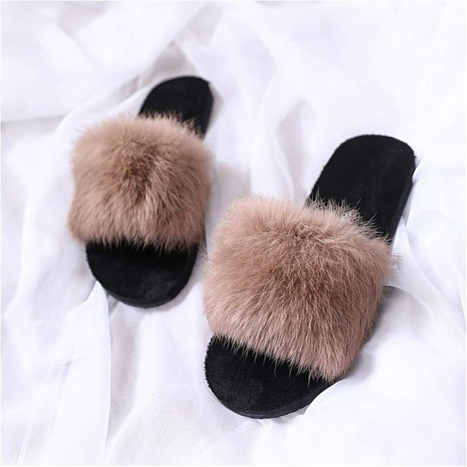 womens faux fur sliders