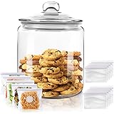 Airtight Glass Jar,Cookie Candy Penny Jar with Leak Proof Rubber Gasket Lid,1 Gallon Clear Round Big Household Multifunctiona