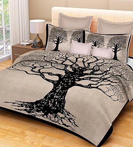 King Size 100% Pure Cotton Double Bed Sheet Bed Cover With 2 Pillow Covers - Floral,New Trend Traditional Pattern Multicolour by Fecom