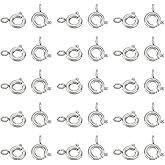 UNICRAFTALE 30Pcs Spring Ring Clasps 6mm Stainless Steel Round Spring Clasps Metal Necklace Bracelet Spring Closures Smooth Clasps Findings for Jewelry Making Accessories Hole 1.6mm