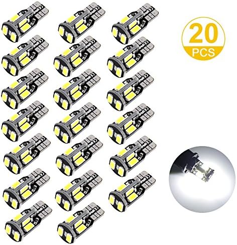 194 LED Light bulb, Super Bright 168 2825 T10 Wedge LED Bulbs for Car Interior Lights Dome Map Door Courtesy License Plate Lights W5W 10-SMD 5730 Chipset White Bulbs, Pack of 20