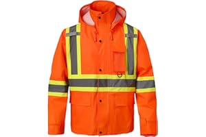 SKSAFETY Hi Vis Safety Rain Jacket for Men - Work Rain Gear for Men Waterproof, High Visibility Work Jacket